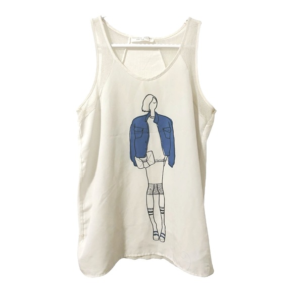 Vintage Zara Tank White Top ( Size Small) - Picture 1 of 4
